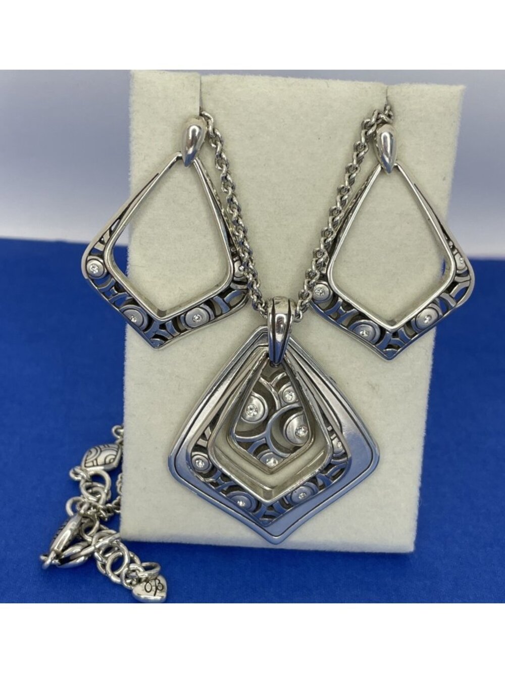 Brighton Reversible Pendant 16” Necklace Earrings Set Silver-tone Rhinestone